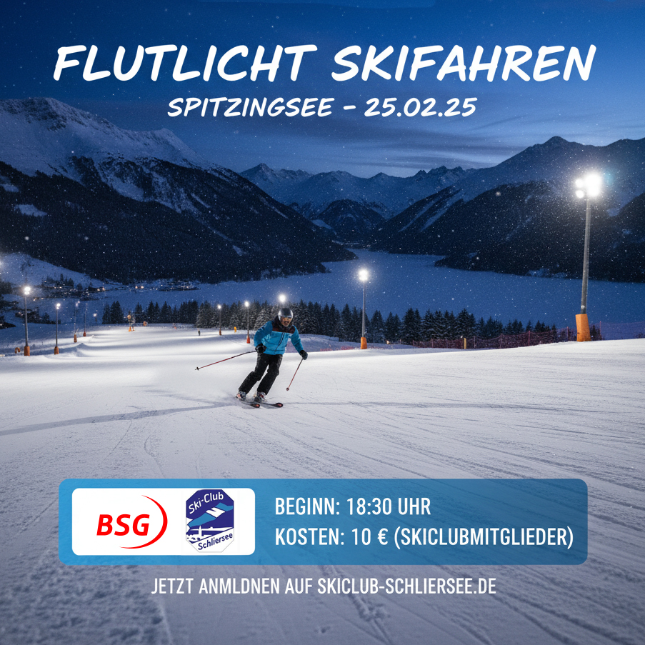 Flutlichtskifahren am Mittwoch, den 25.2.2026